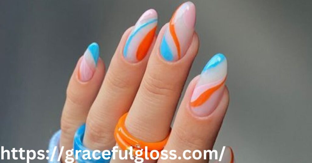  Abstract Summer Nail Art in Matte