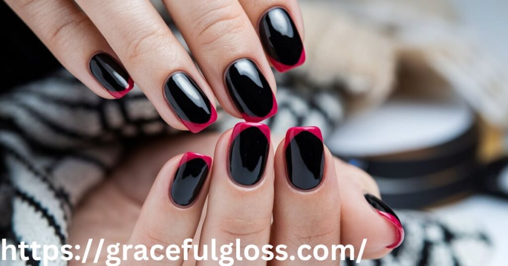 . Black Winter Nails 23 dark winter nails with a dash of festive spirit