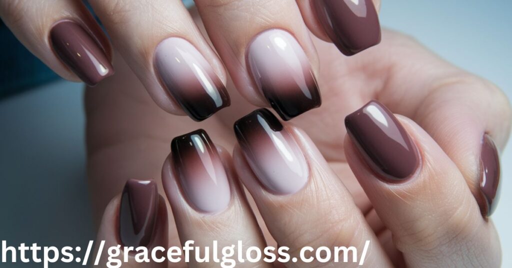 Brown Shades Gradient Nails