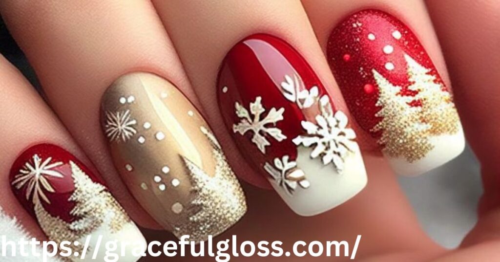 Raindeer Glitter Art31 christmas nail glitter designs to spark your festive spirit