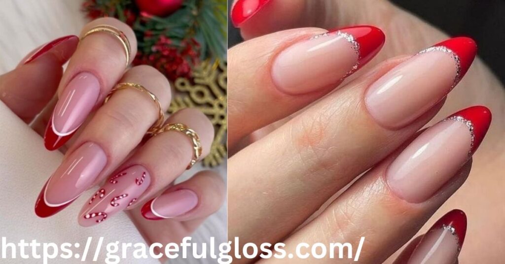 Santa Hat Glitter Tips