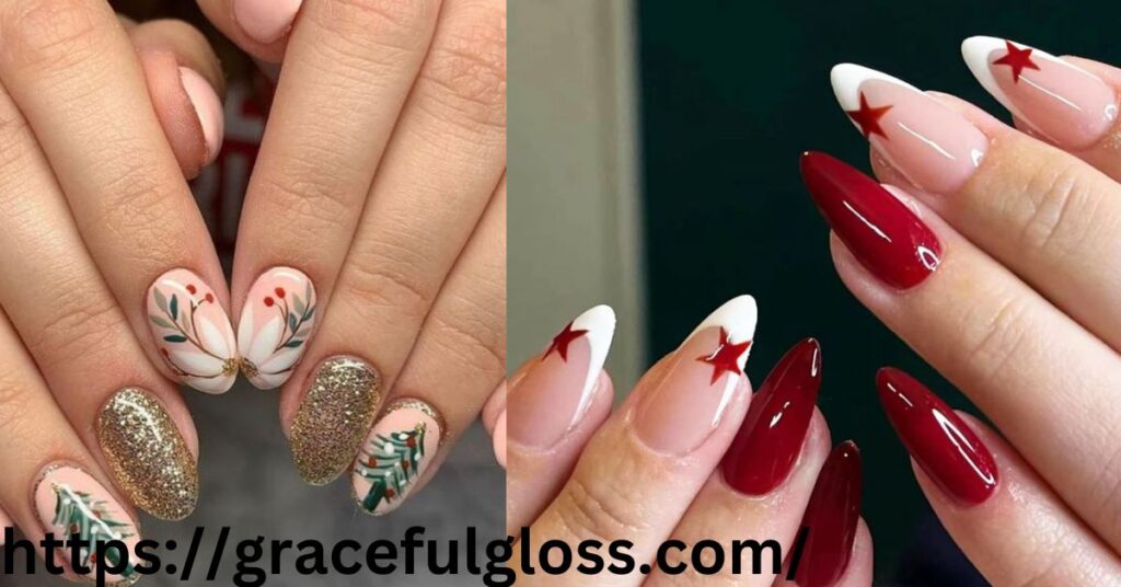 Holly and Berries Accent Nails