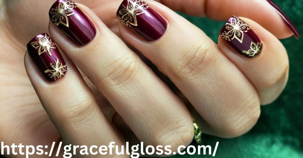  Purple and Gold Christmas Nails