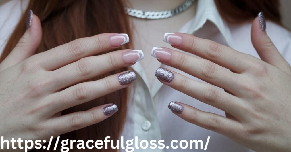 Half French, Half Sparkles Nails