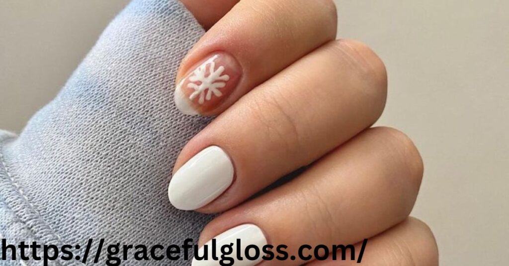 Minimalistic Snowflake Nail Art