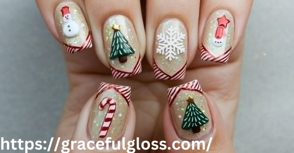 Classy Winter Nails 23 dark winter nails with a dash of festive spirit