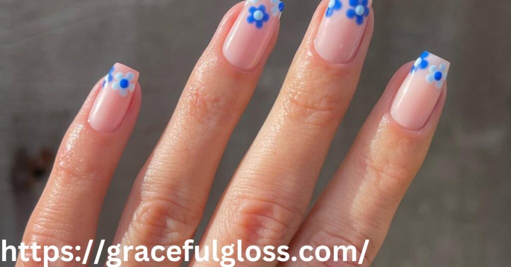 Cute Flower Tips Nail Design