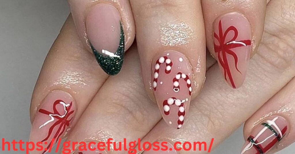 Glittery French Tips for the Holidays