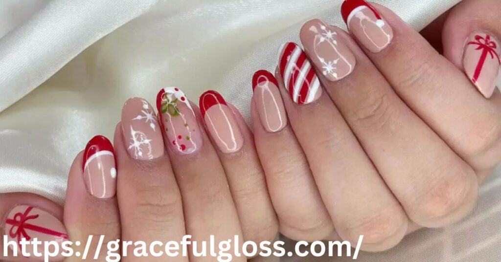  Snowy Red French Tips