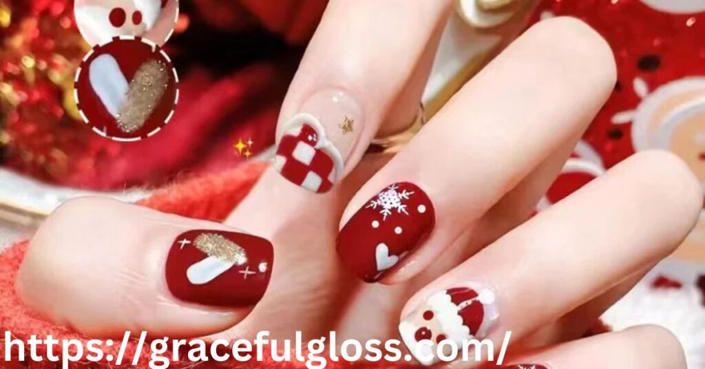 Short Red Christmas Nails