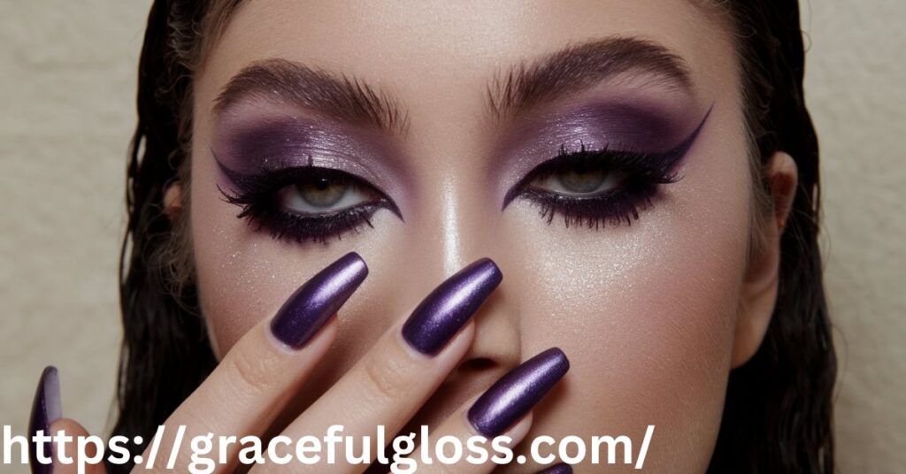 Cat Eye Purple Nails