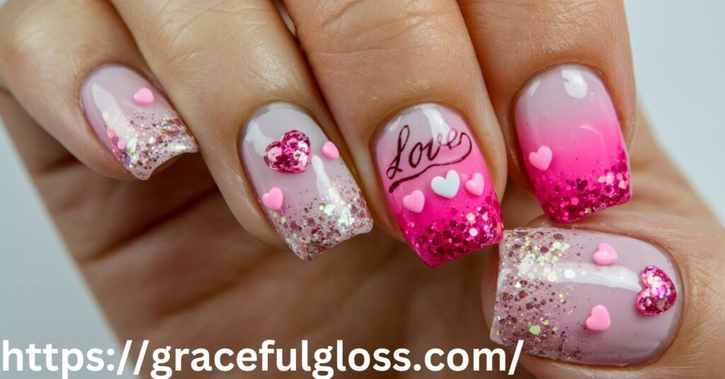 Glittery Pink Nails