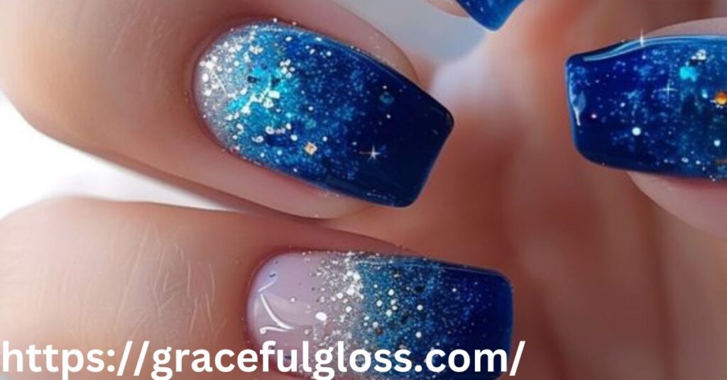 Frosty Blue Winter Nails