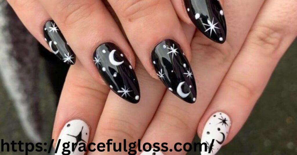 Glittery Black Winter Nails