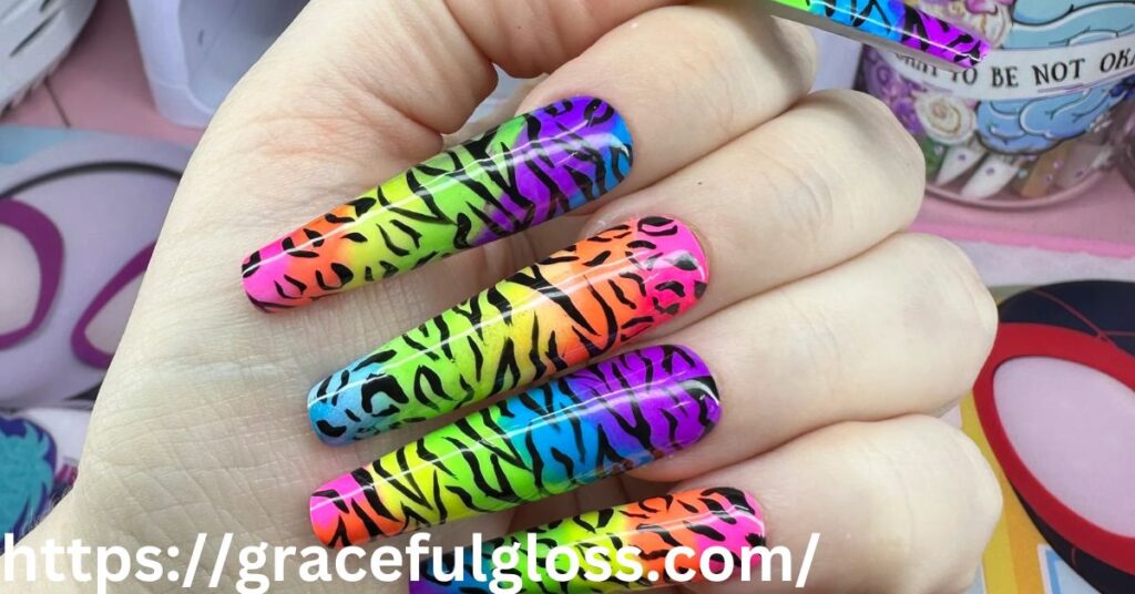 Rainbow Gradient Leopard Print25 summertime toe nail designs animal print inspired