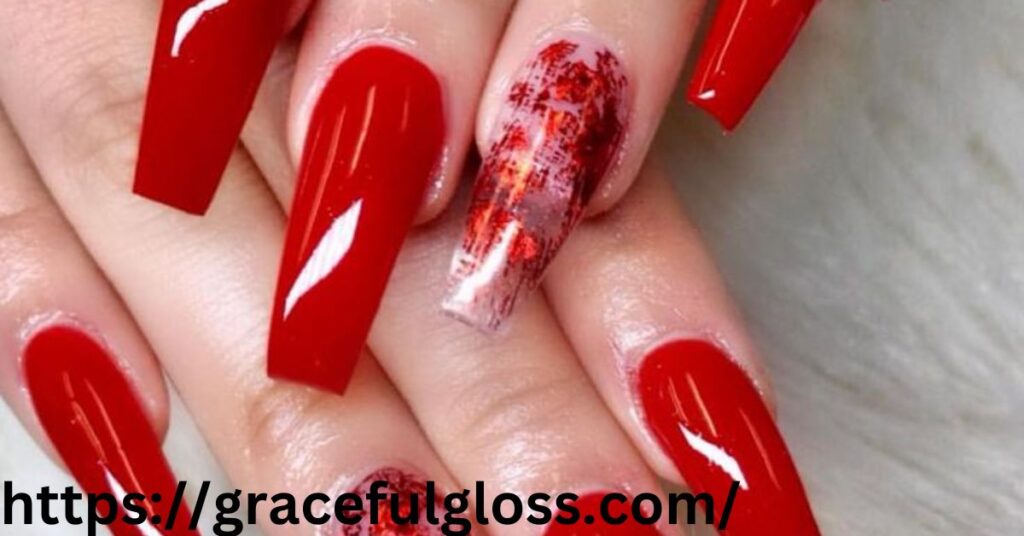 Metallic Red Nails