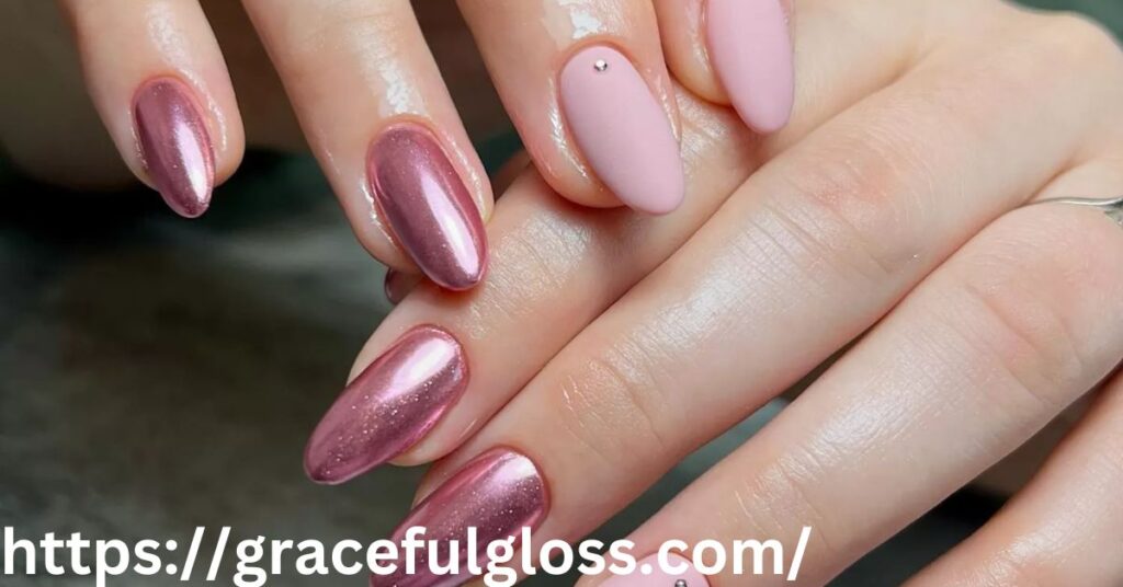 Pink and Gold Accents Summer Manicure