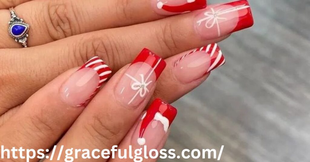 Red French Tips Nails