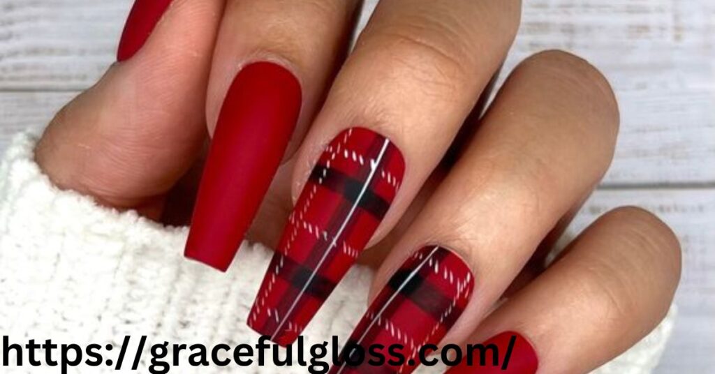 Red and Plaid Nails