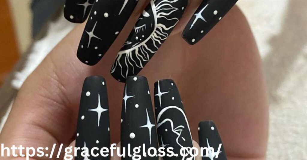 Moon and Stars Nail Art23 stunning purple nails idea youll want to try today