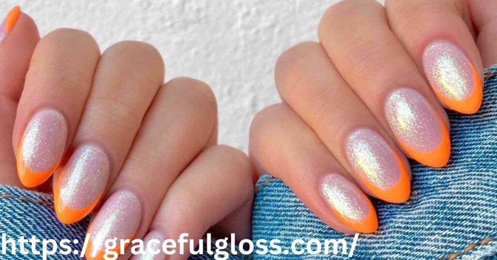 Shimmering Orange Tips29 orange nails ideas that look absolutely fire

