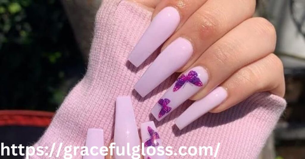 Lavender Nails with Gold Accents