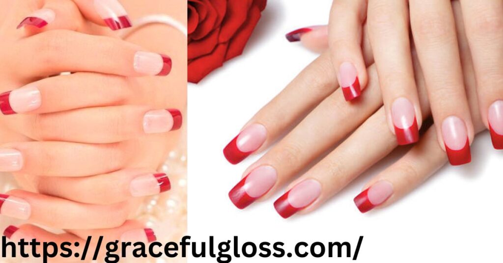  Red and Pink French Manicure