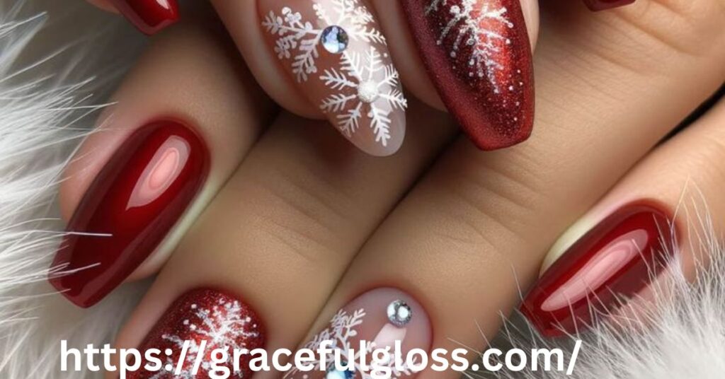 Red French Tips Christmas Nails