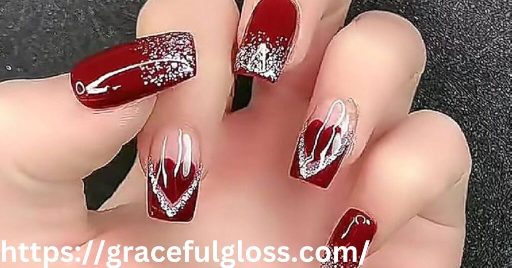 Glitter Red Nails