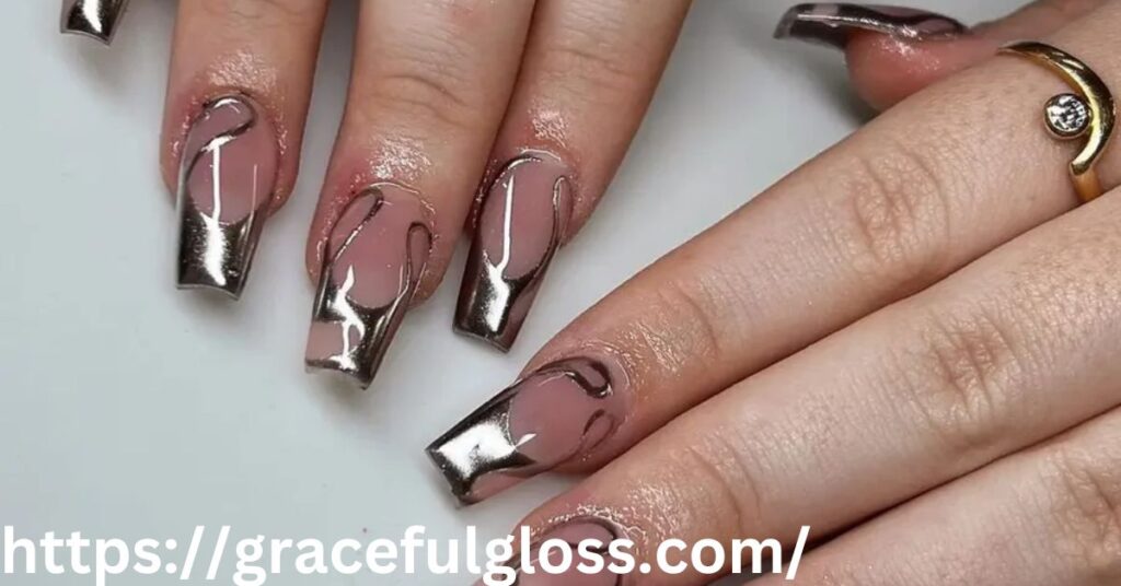 Silver Nail Art with Gemstones23 black french manicure designs with gold silver accents