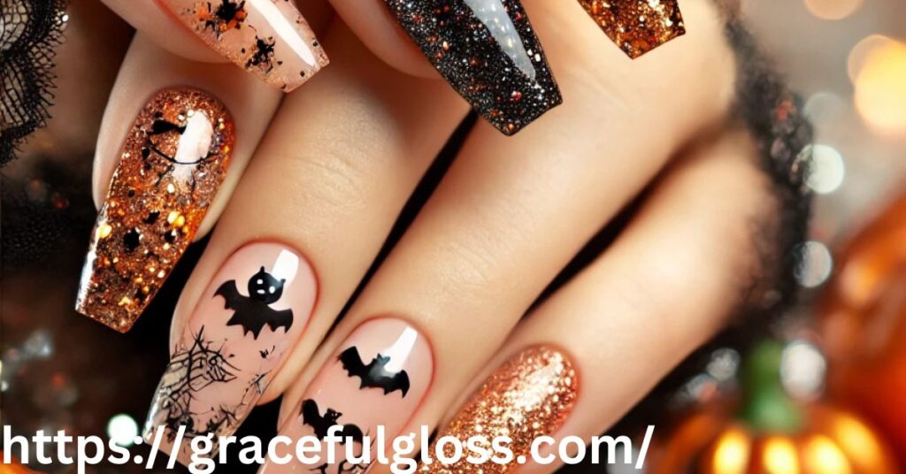 Glitter Nails for Halloween
