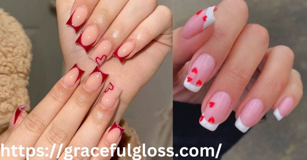 Classic French Tips with Heart Details