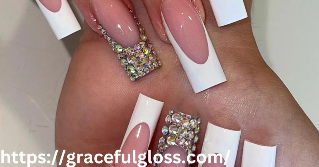 White Tips with Jewel Embellishments
