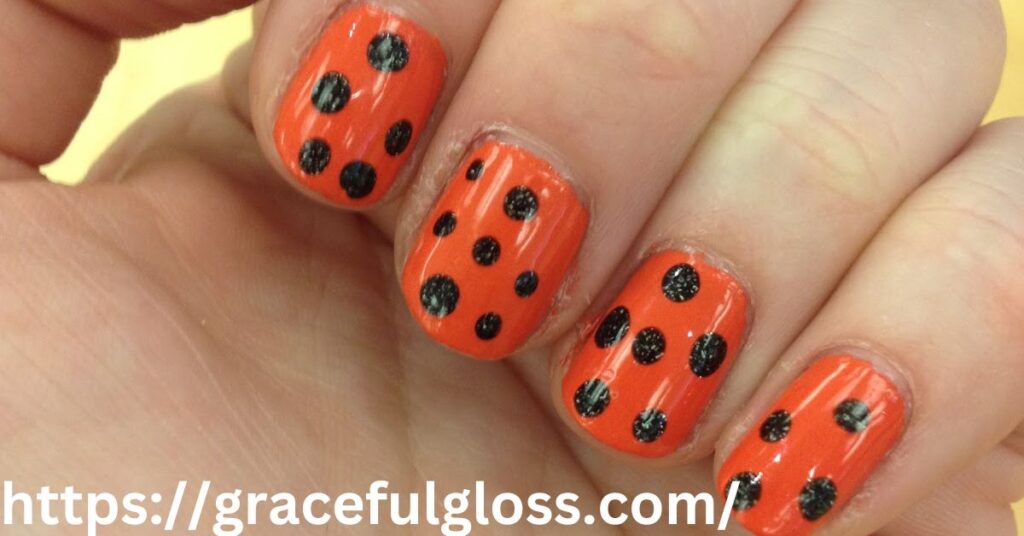 Orange Polka Dots Nails