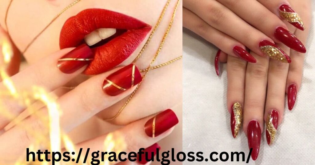 Red and Gold Manicure
