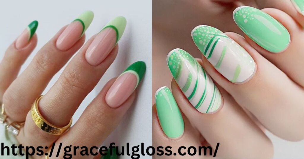 3D Silver Shapes on Lime Green Nails