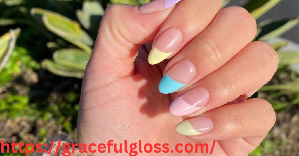 Rainbow Pastel French Tip Nails