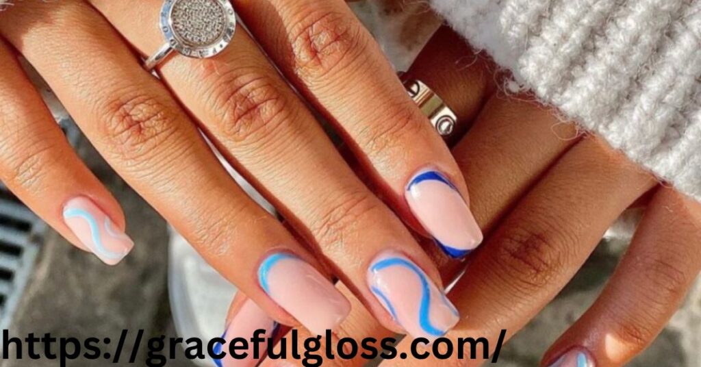  Floral Light Blue Nail Art