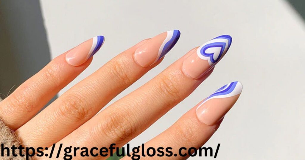 Blue French Nails