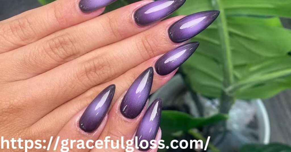 Bright Purple and Green Nails