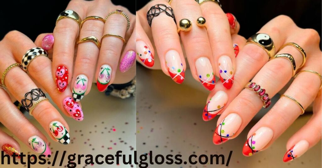 Yellow Tips with Cherry Nail Art