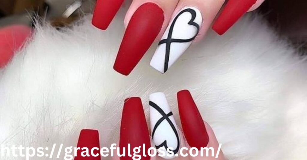 Cute Red and White Nail Art