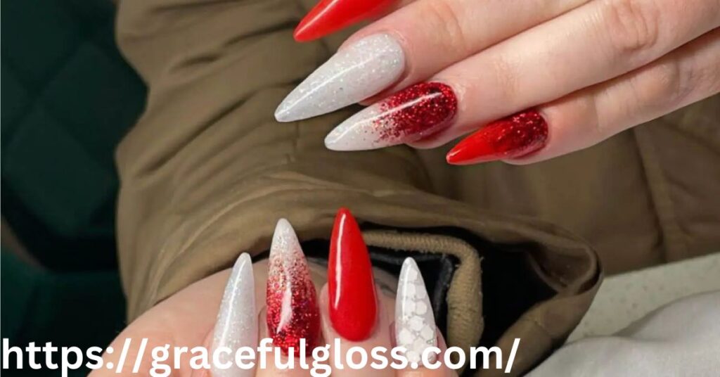 Red and White Christmas Ombre Nails