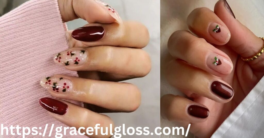 Burgundy Christmas Nails