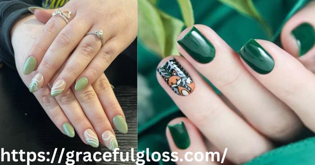 Classy Green Nail Art