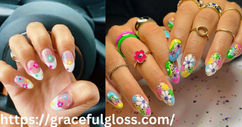 Sparkles and Florals Nails