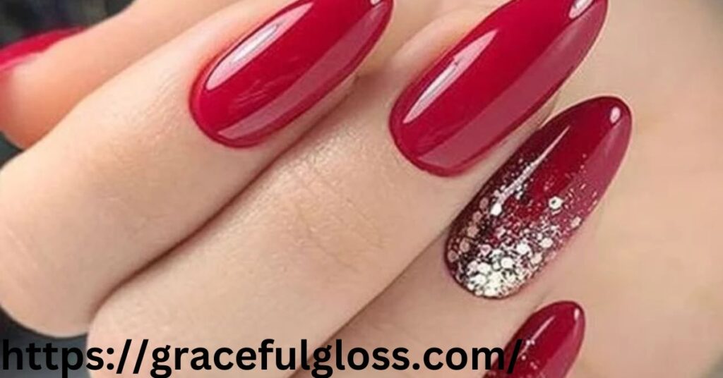 Red Ombre Nails with Glitter