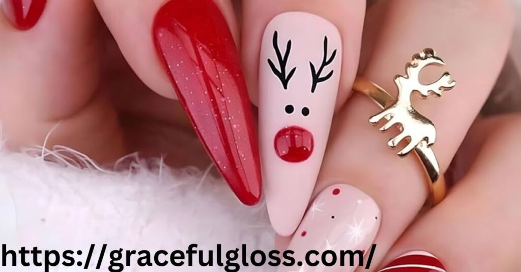 Reindeer & Rudolph Nails21 red christmas nails for a festive chic and timeless look