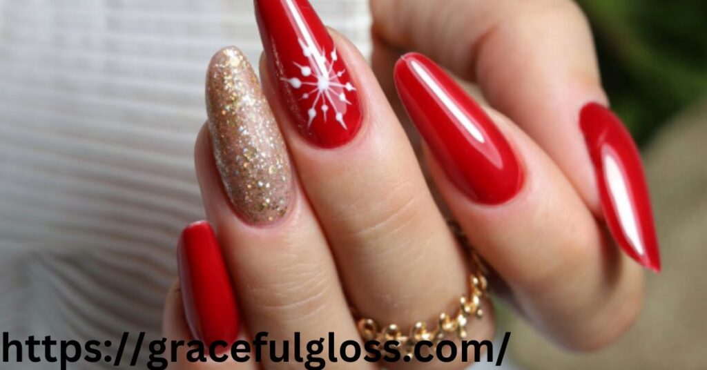 Almond Shaped Red Christmas Nails