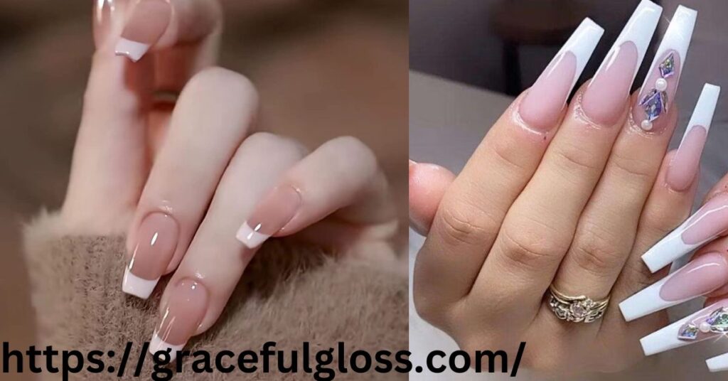 Square Shaped French Nails26 white tip nail designs for the clean girl aesthetic